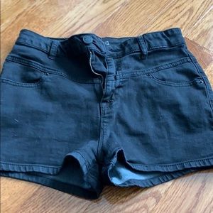 BDG black denim high waisted shorts